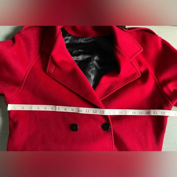 DIANA CHARLES Elegant Red Wool Cashmere Blend Coat Size 11/12 - Picture 9 of 16